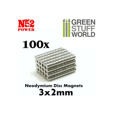 Green Stuff World Neodymium Magnets 3x2mm - 100 units (N52)