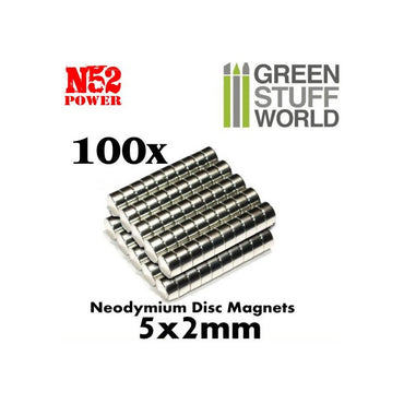 Green Stuff World Neodymium Magnets 5x2mm - 100 units (N52)
