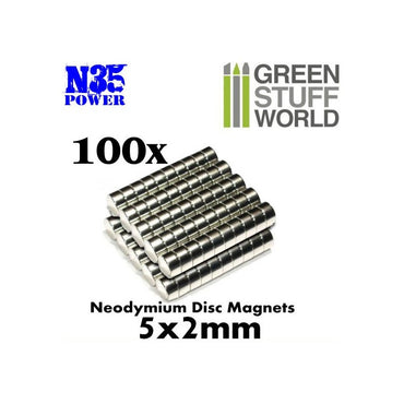 Green Stuff World Neodymium Magnets 5x2mm - 100 units (N35)