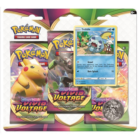Pokemon 3 Pack Blister : Sobble - Sword and Shield Vivid Voltage