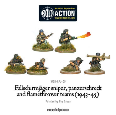 Bolt Action Fallschirmjager sniper, panzerschreck and flamethrower teams (1943-45)